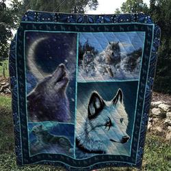 Wolf In The Night Quilt V2 and Home Decor