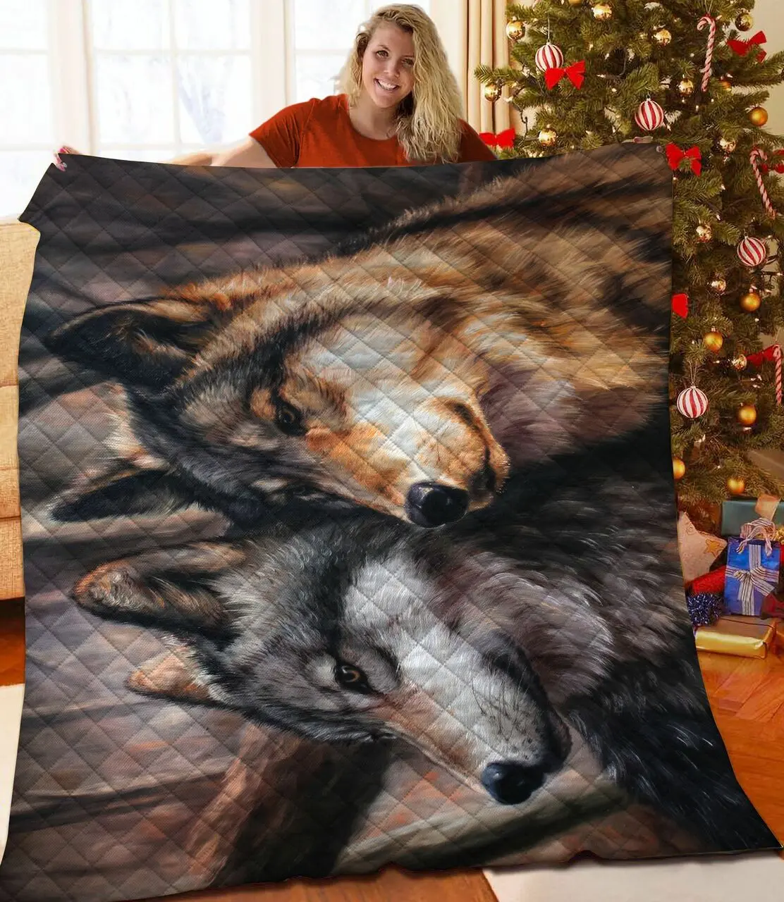 Wolf JFJ15075 3D Customized Quilt 2707 and Home Decor