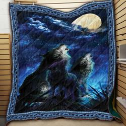 Wolf Moon In Dark Night GH26 NTTH011298 3D Customized Quilt and Home Decor