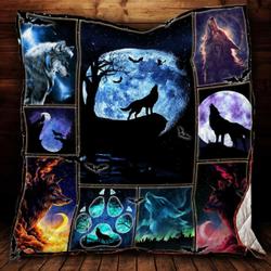 Wolf Moon Quilt Blanket Great Customized Gifts For Birthday Christmas Thanksgiving Perfect Gifts For Wolf Lover and Home Decor