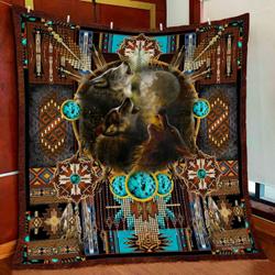 Wolf Native American Quilt Blanket Pn1122Q and Home Decor