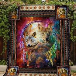 Wolf On The Dreamcatcher Quilt Blanket Great Customized Blanket Gifts For Birthday Christmas Thanksgiving and Home Decor