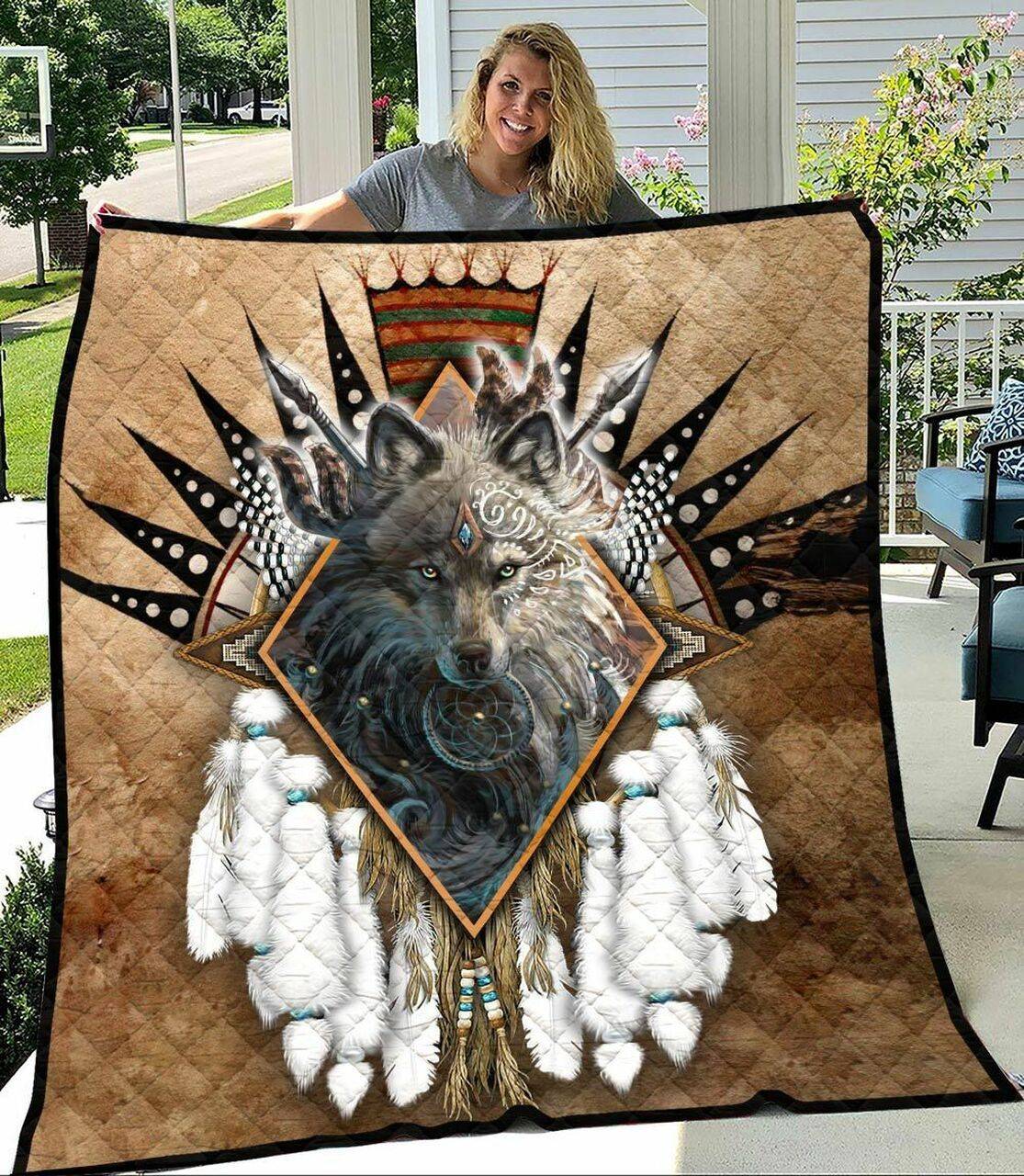 Wolf Quilt Blanket Great Customized Gifts For Birthday Christmas Thanksgiving Perfect Gift For Wolf Lover and Home Decor