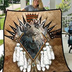 Wolf Quilt Blanket Great Customized Gifts For Birthday Christmas Thanksgiving Perfect Gift For Wolf Lover and Home Decor