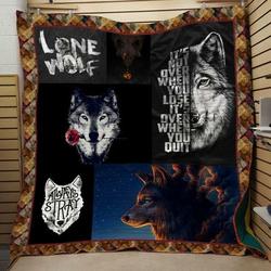 Wolf Quotes Quilt V4 and Home Decor