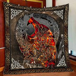 Wolf Viking Quilt Blanket and Home Decor