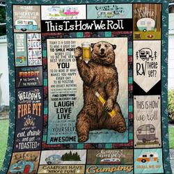Wozoro Quilt Camping Today Is A Good Day Twin Queen King Size and Home Decor