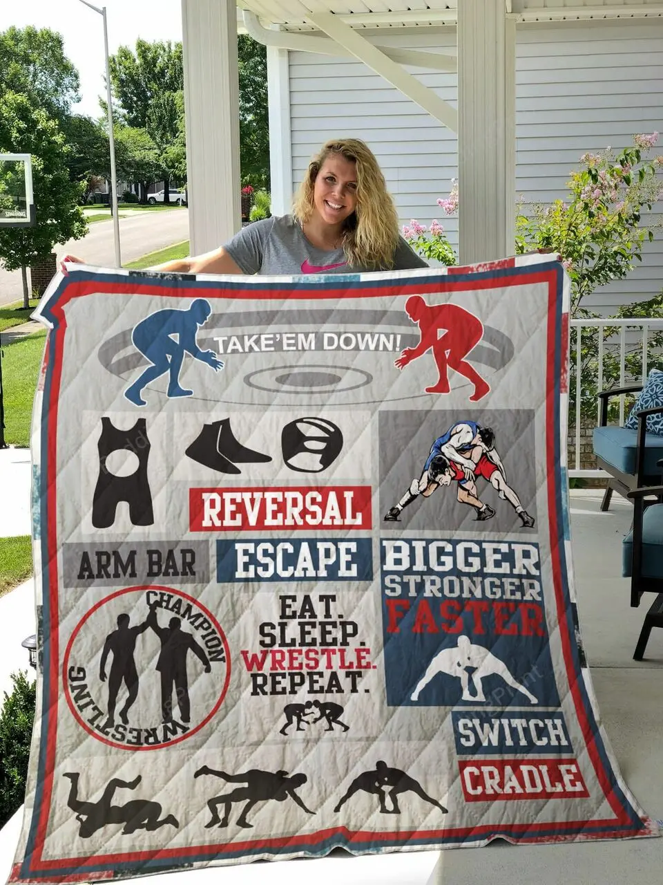 Wrestling Bigger Stronger Faster Quilt Blanket Great Customized Gifts For Birthday Christmas Thanksgiving Perfect Gifts For Wrestling Lover and Home Decor