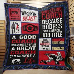 Wrestling Coach Eat Sleep Wrestle And Repeat Quilt Blanket Great Customized Blanket Gifts For Birthday Christmas Thanksgiving and Home Decor