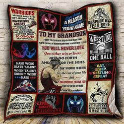 Wrestling Grandson, Love, Grandma Hur Quilt hq and Home Decor