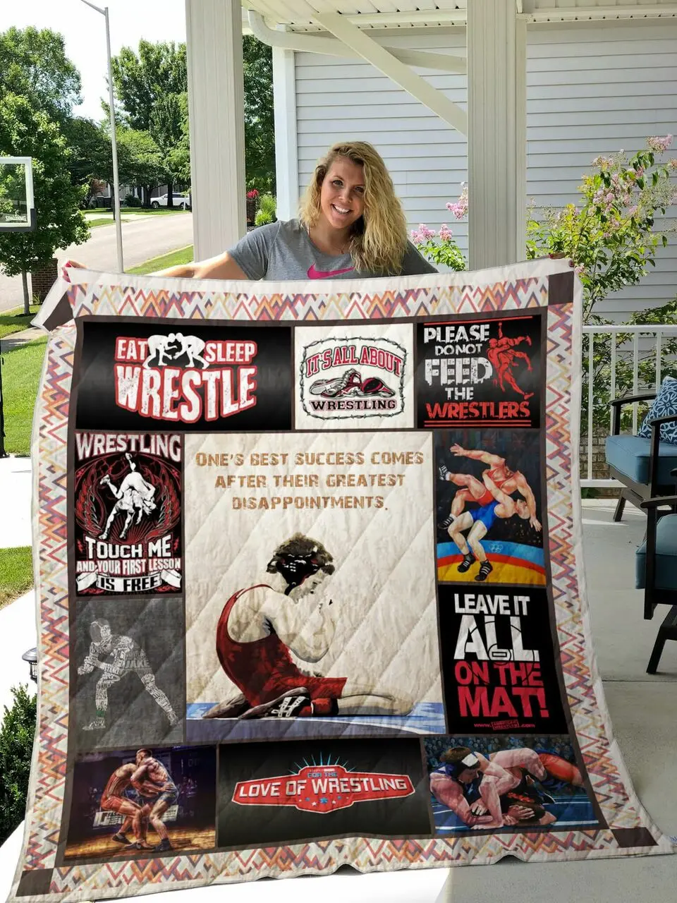 Wrestling Leave It All On The Mat Quilt Blanket Great Customized Gifts For Birthday Christmas Thanksgiving Perfect Gifts For Wrestling Lover and Home Decor