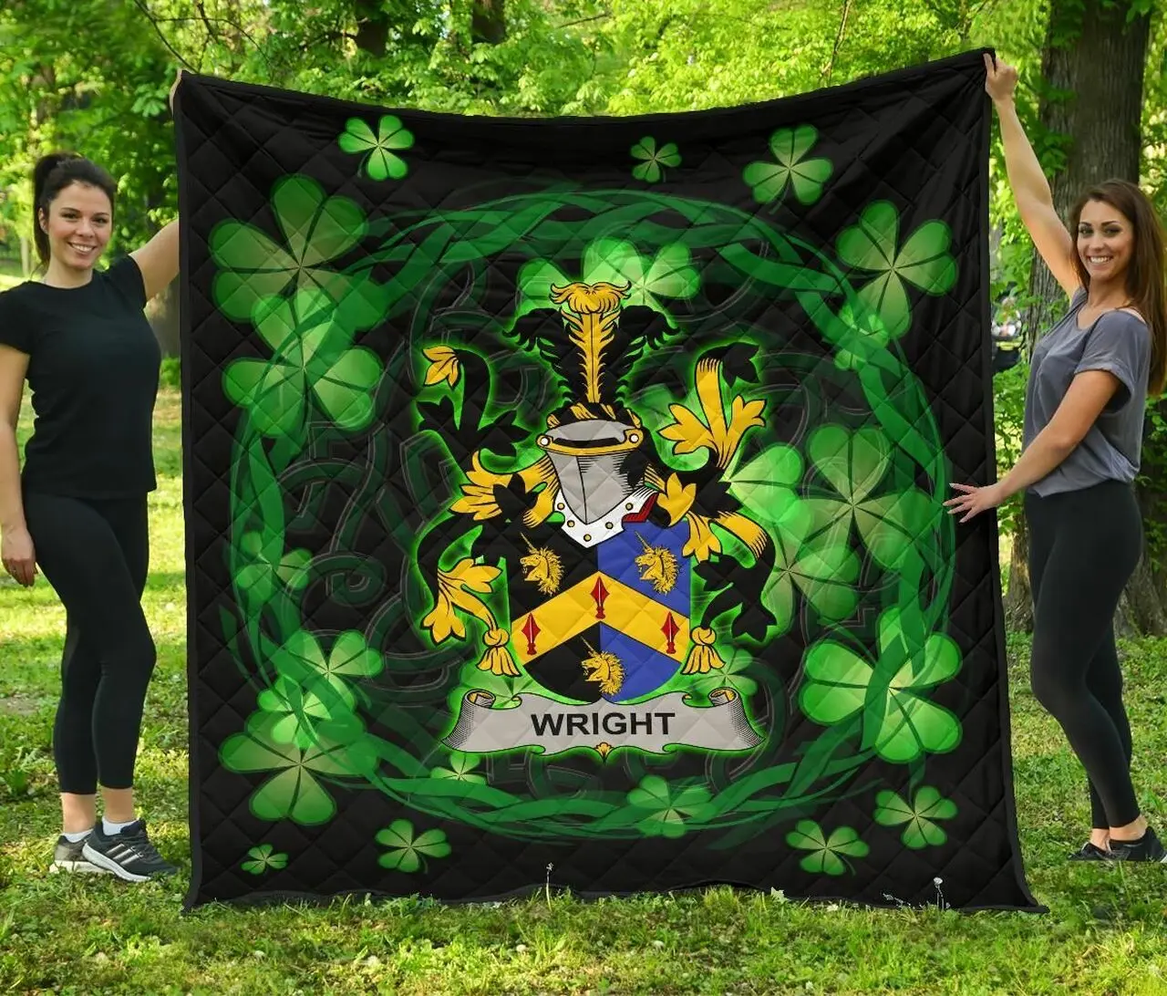 Wright Ireland Irish Celtic Shamrock Knot Circle JFJ15190 3D Customized Quilt 2707 and Home Decor