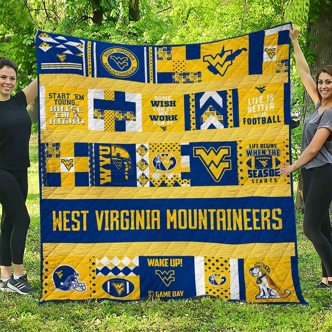 Wvmt B310733 West Virginia Mountaineers Quilt Blanket Quilt and Home Decor