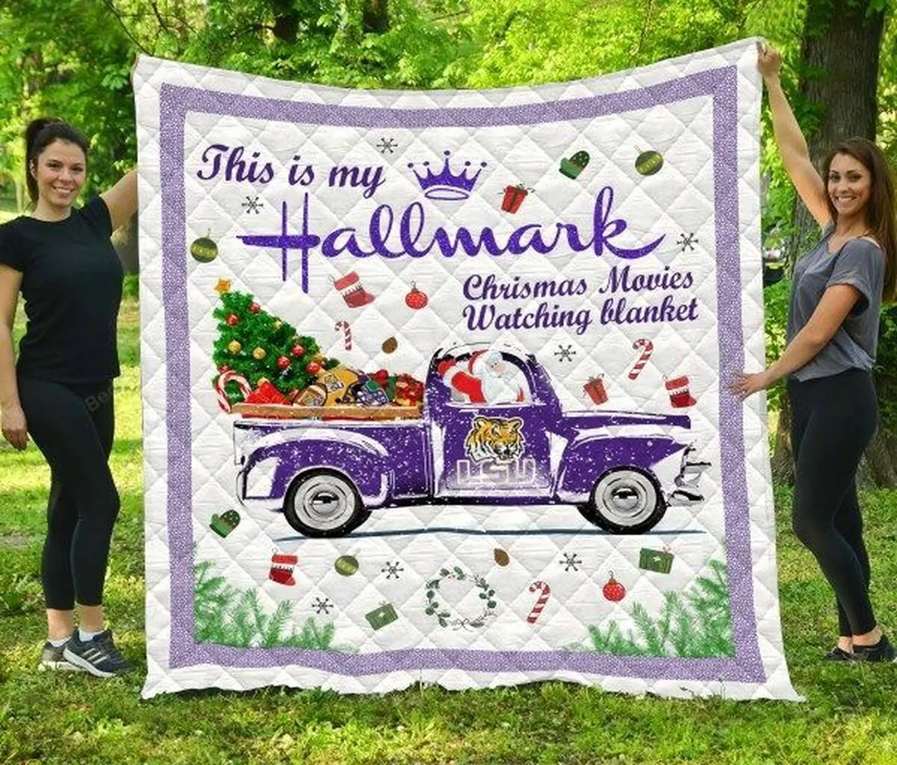 Xmas Lsu Tigers Football Quilt Blanket Fan Made and Home Decor