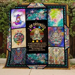 Yoga I Am Grounded Blanket Kc1807 Quilt and Home Decor