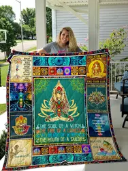 Yoga Namaste The Soul Of A Witch The Heart Of A Hippie Quilt Blanket Great Customized Blanket Gifts For Birthday Christmas Thanksgiving and Home Decor
