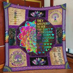 Yoga Queen Mandala She Whispered Back I Am The Storm Quilt Blanket Great Customized Blanket Gifts For Birthday Christmas Thanksgiving and Home Decor