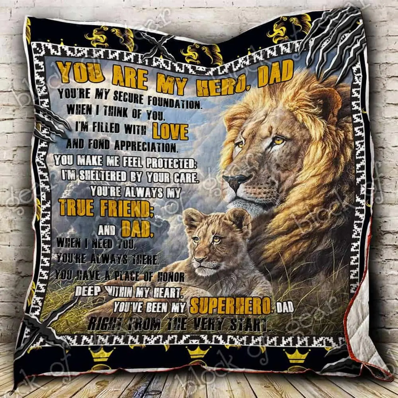 You Are My Hero, Dad Lion Cl2100634Mdq Quilt Blanket and Home Decor