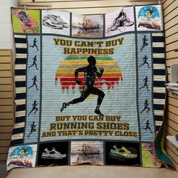You Cant Buy Happiness Running Quilt Blanket  Quilt and Home Decor