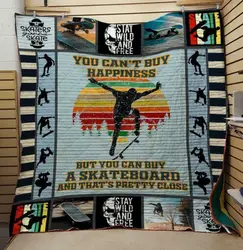 You Cant Buy Happiness Skateboarding Quilt Blanket  Quilt and Home Decor