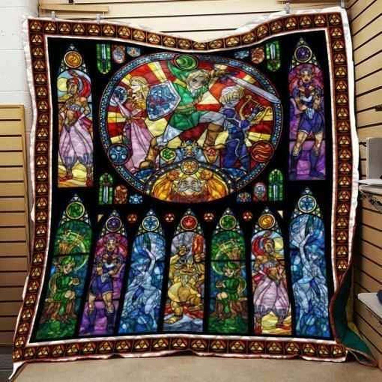 Zelda Stained Glass Game Blanket Th0907 Quilt and Home Decor