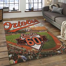 MLB Baltimore Orioles Baseball Team Logo Sport Carpet Rectangle Area Rug For Living Room BOR14