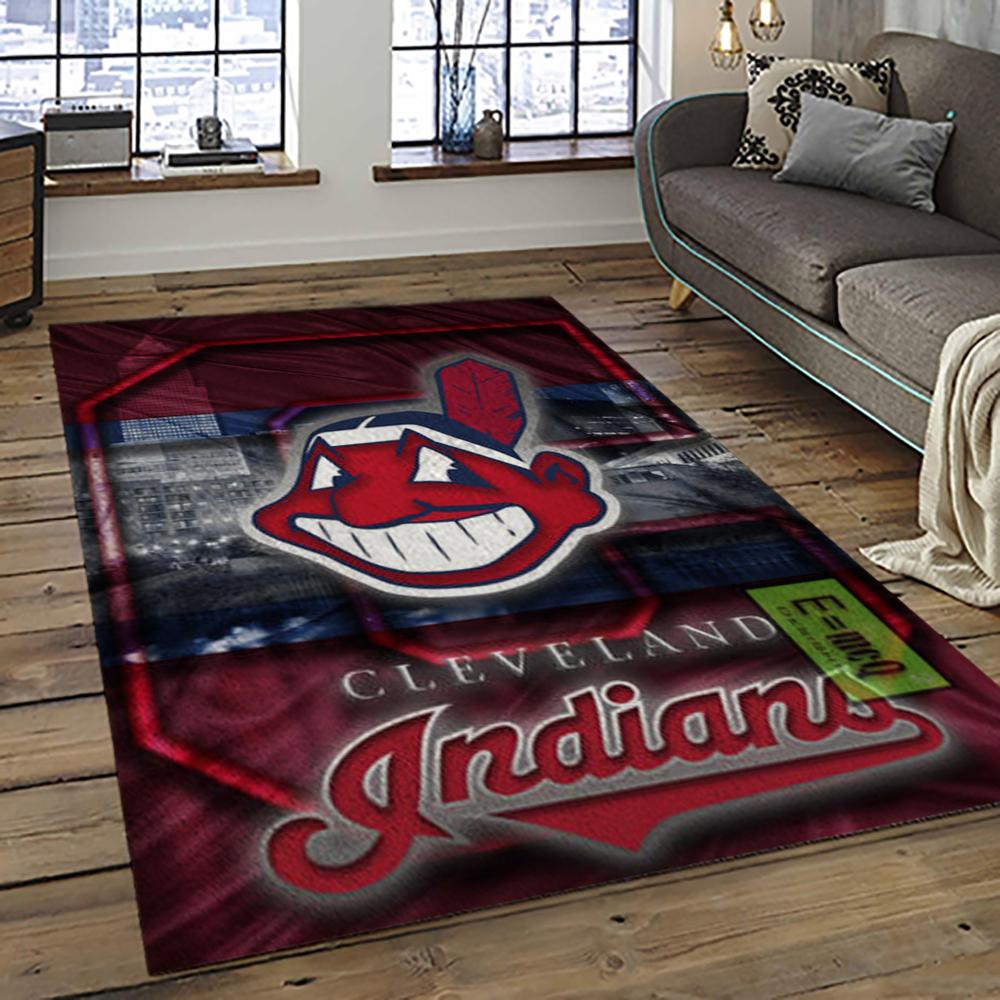 MLB Cleveland Indians Baseball Team Logo Sport Carpet Rectangle Area Rug For Living Room CI10