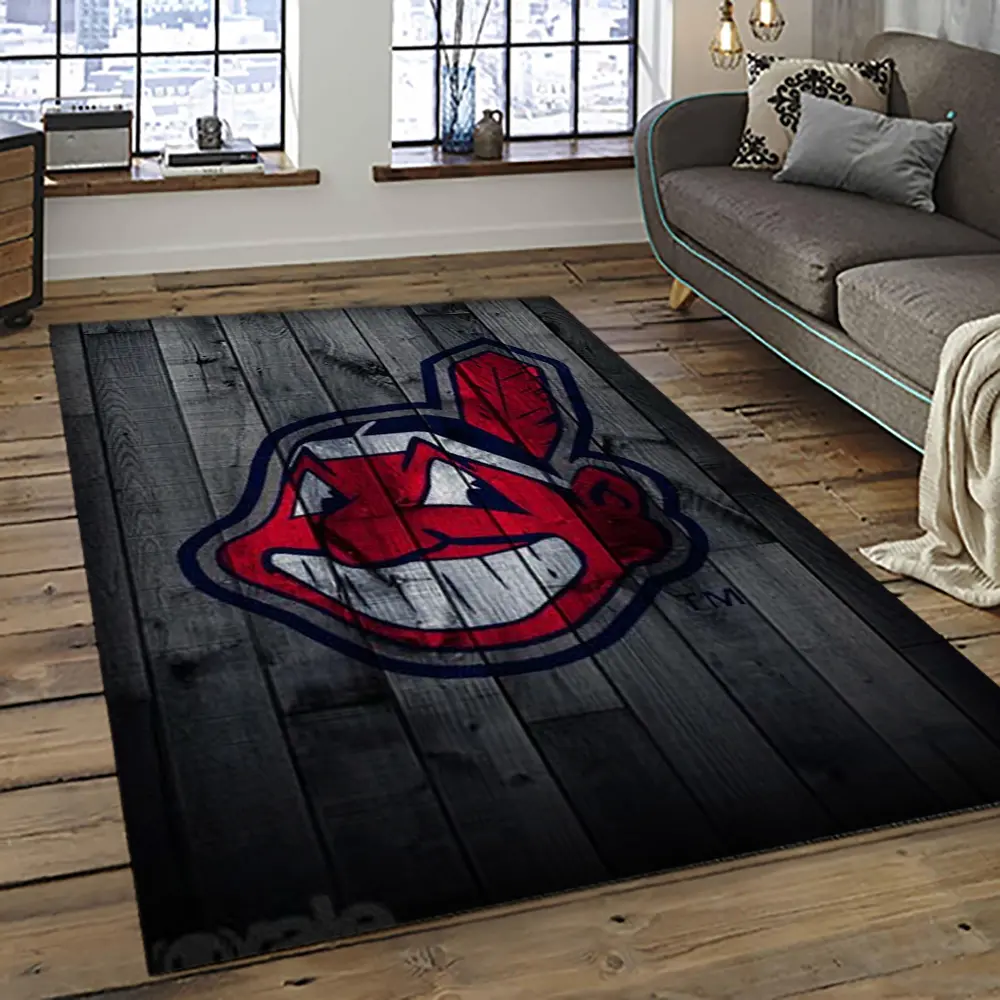 MLB Cleveland Indians Baseball Team Logo Sport Carpet Rectangle Area Rug For Living Room CI16