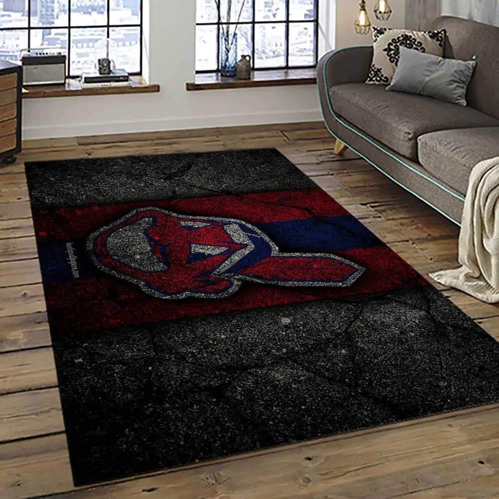 MLB Cleveland Indians Baseball Team Logo Sport Carpet Rectangle Area Rug For Living Room CI33