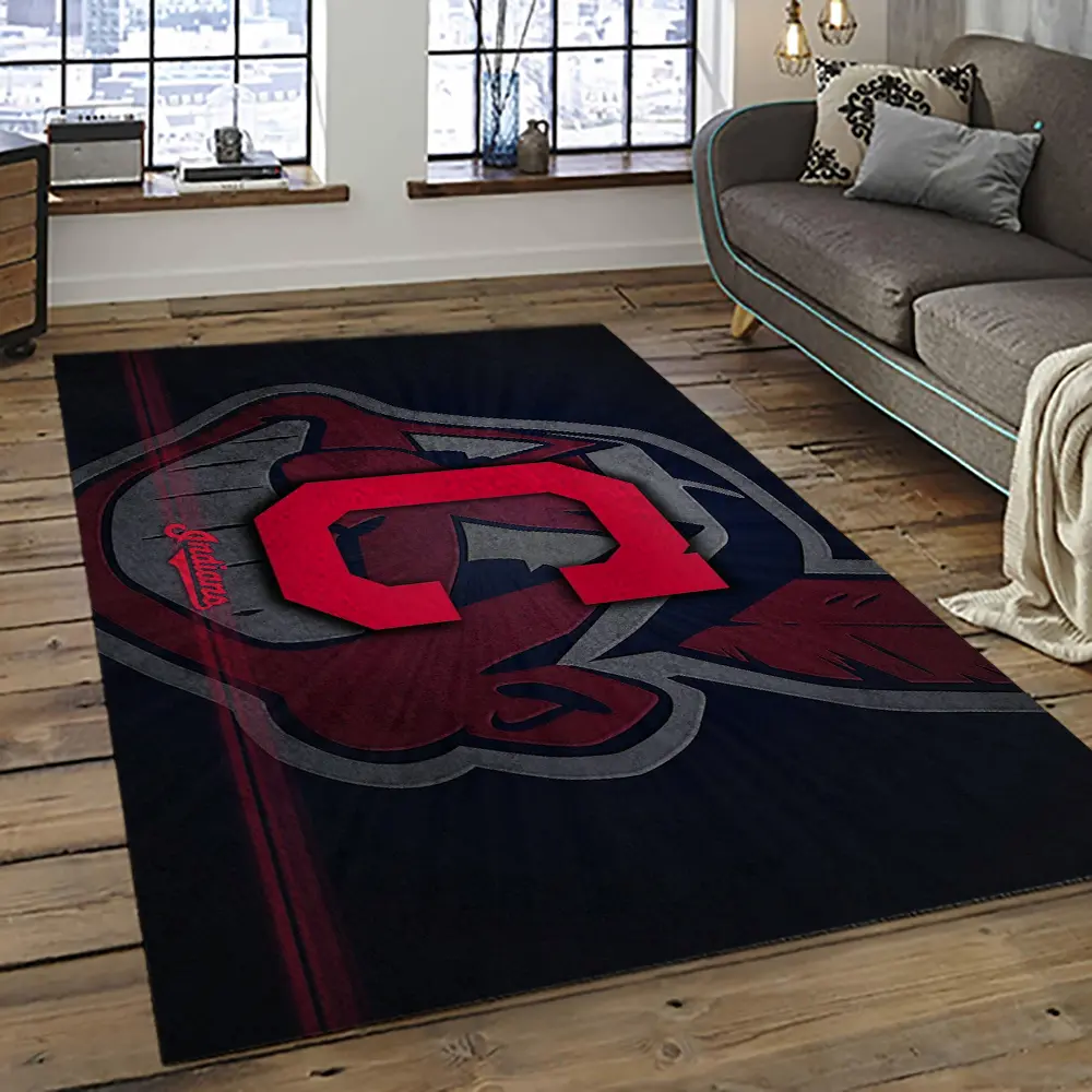 MLB Cleveland Indians Baseball Team Logo Sport Carpet Rectangle Area Rug For Living Room CI38