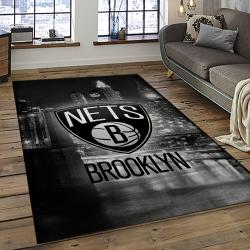 NBA Brooklyn Nets Basketball Team Logo Sport Carpet Rectangle Area Rug For Living Room BRN10