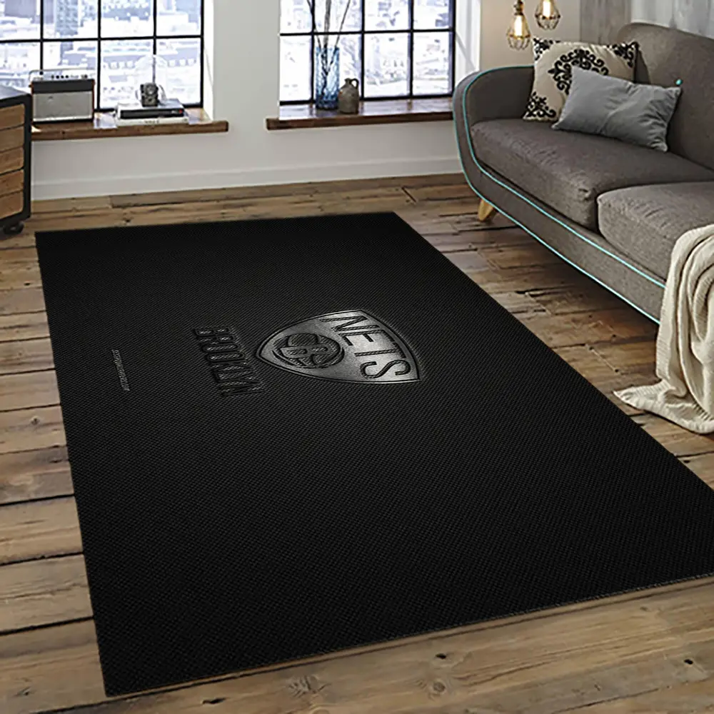 NBA Brooklyn Nets Basketball Team Logo Sport Carpet Rectangle Area Rug For Living Room BRN24