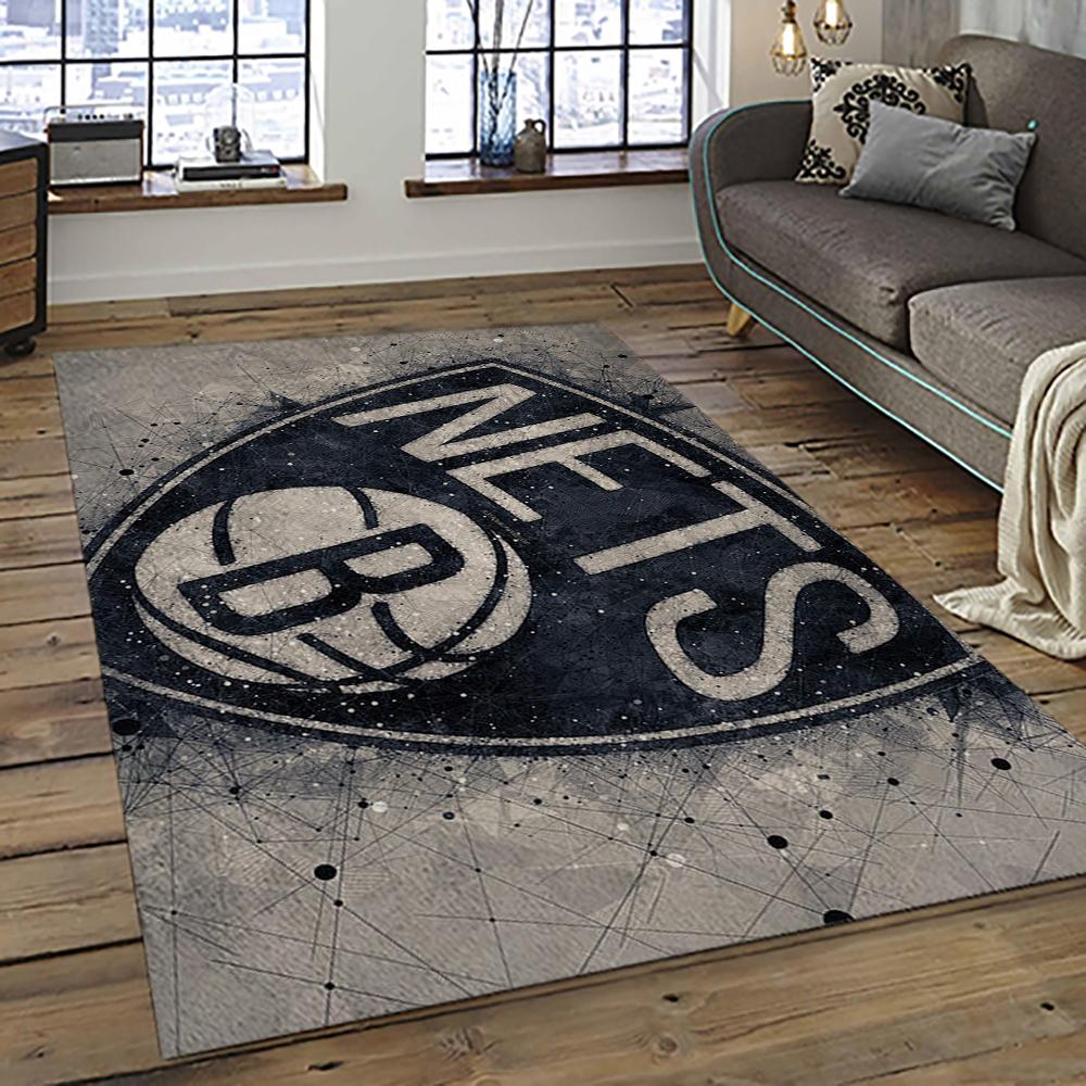 NBA Brooklyn Nets Basketball Team Logo Sport Carpet Rectangle Area Rug For Living Room BRN26