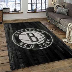 NBA Brooklyn Nets Basketball Team Logo Sport Carpet Rectangle Area Rug For Living Room BRN5