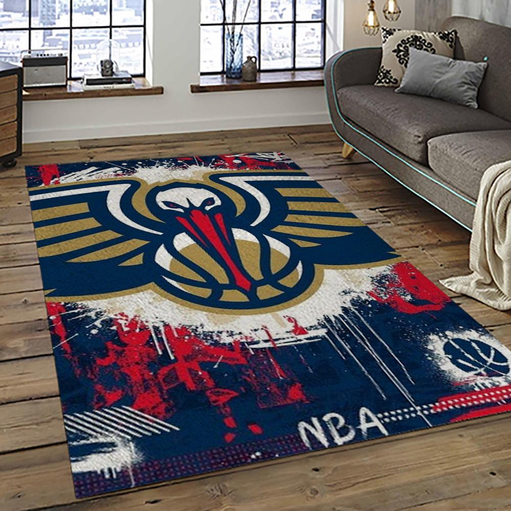 NBA New Orleans Pelicans Basketball Team Logo Sport Carpet Rectangle Area Rug For Living Room NOP1