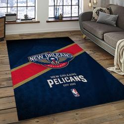 NBA New Orleans Pelicans Basketball Team Logo Sport Carpet Rectangle Area Rug For Living Room NOP38