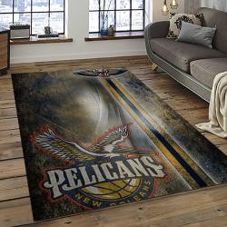 NBA New Orleans Pelicans Basketball Team Logo Sport Carpet Rectangle Area Rug For Living Room NOP44