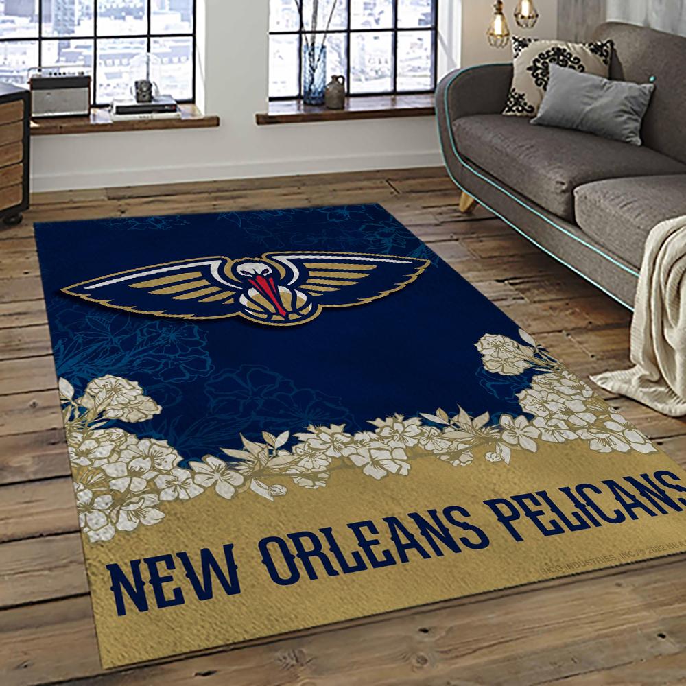 NBA New Orleans Pelicans Basketball Team Logo Sport Carpet Rectangle Area Rug For Living Room NOP7