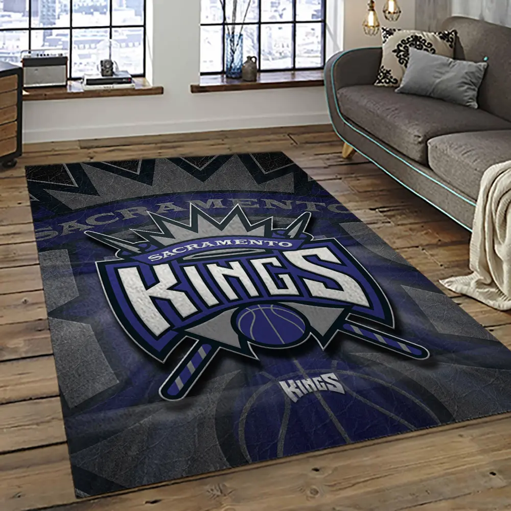 NBA Sacramento Kings Basketball Team Logo Sport Carpet Rectangle Area Rug For Living Room SCK3
