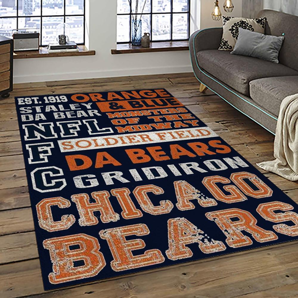 NFL Chicago Bears Football Team Logo Sport Carpet Rectangle Area Rug For Living Room CCB38