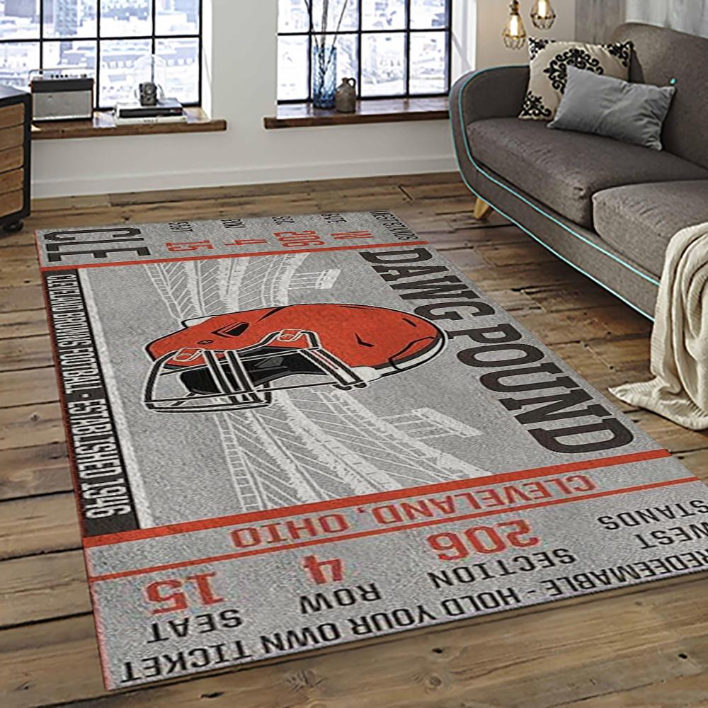 NFL Cleveland Browns Football Team Logo Sport Carpet Rectangle Area Rug For Living Room CB02