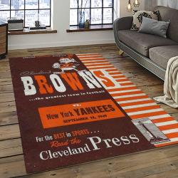 NFL Cleveland Browns Football Team Logo Sport Carpet Rectangle Area Rug For Living Room CB12