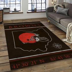 NFL Cleveland Browns Football Team Logo Sport Carpet Rectangle Area Rug For Living Room CB70