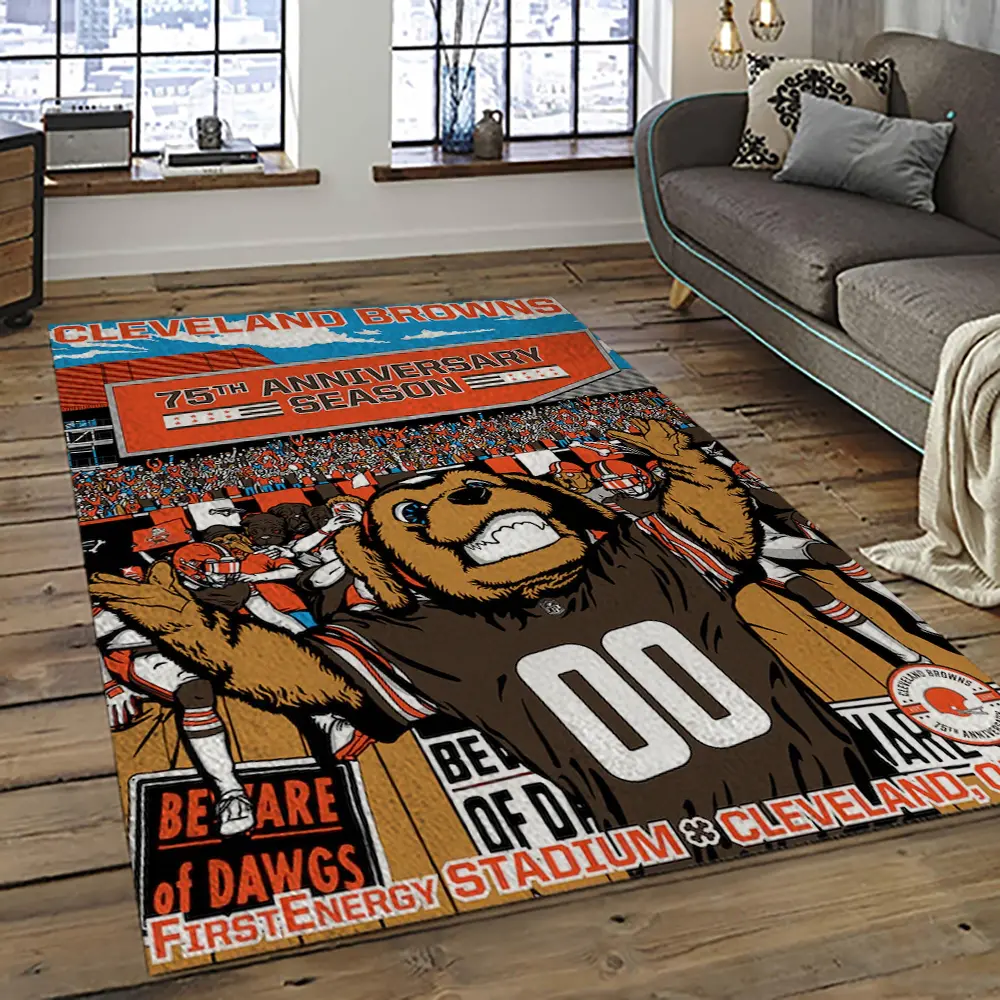 NFL Cleveland Browns Football Team Logo Sport Carpet Rectangle Area Rug For Living Room CB79