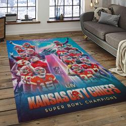 NFL Kansas City Chiefs Football Team Logo Sport Carpet Rectangle Area Rug For Living Room KCC01