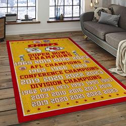 NFL Kansas City Chiefs Football Team Logo Sport Carpet Rectangle Area Rug For Living Room KCC07