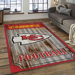 NFL Kansas City Chiefs Football Team Logo Sport Carpet Rectangle Area Rug For Living Room KCC12
