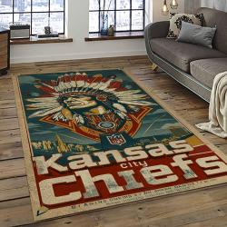 NFL Kansas City Chiefs Football Team Logo Sport Carpet Rectangle Area Rug For Living Room KCC16