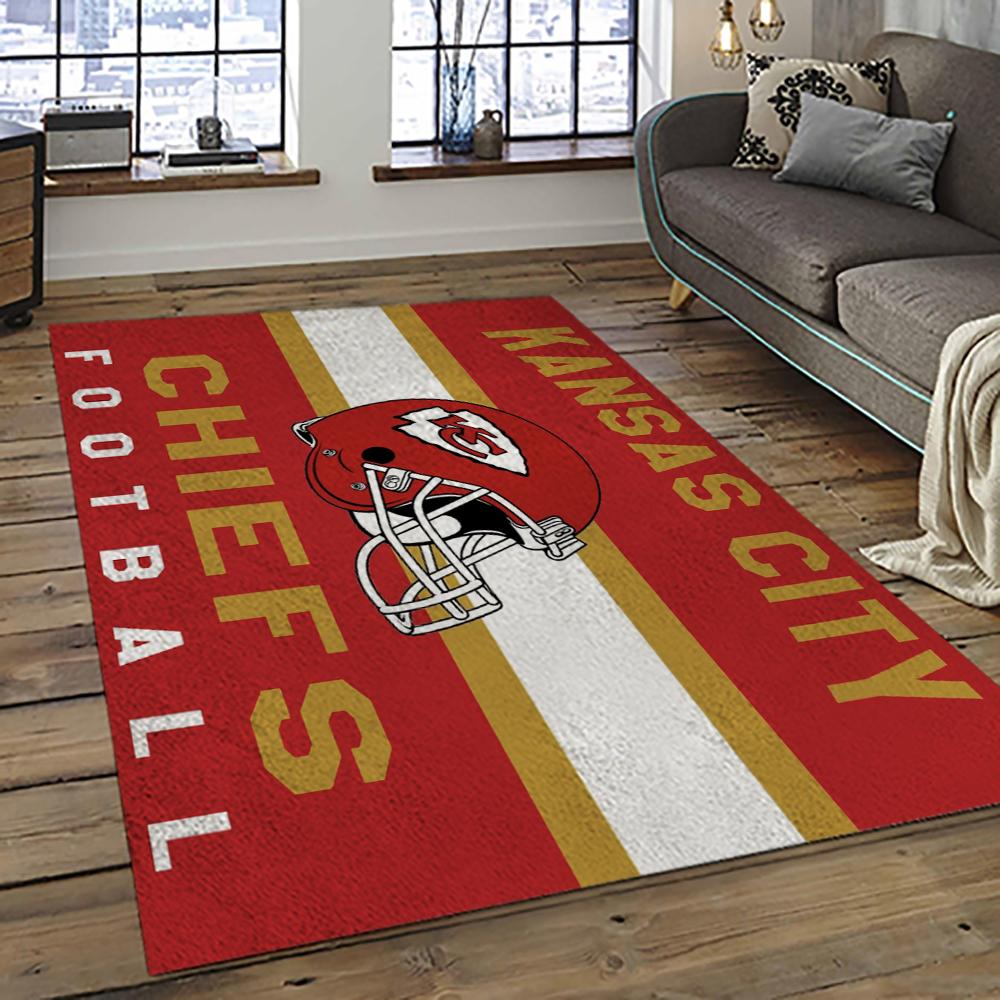 NFL Kansas City Chiefs Football Team Logo Sport Carpet Rectangle Area Rug For Living Room KCC24