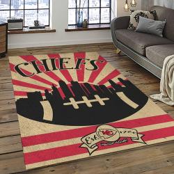 NFL Kansas City Chiefs Football Team Logo Sport Carpet Rectangle Area Rug For Living Room KCC27